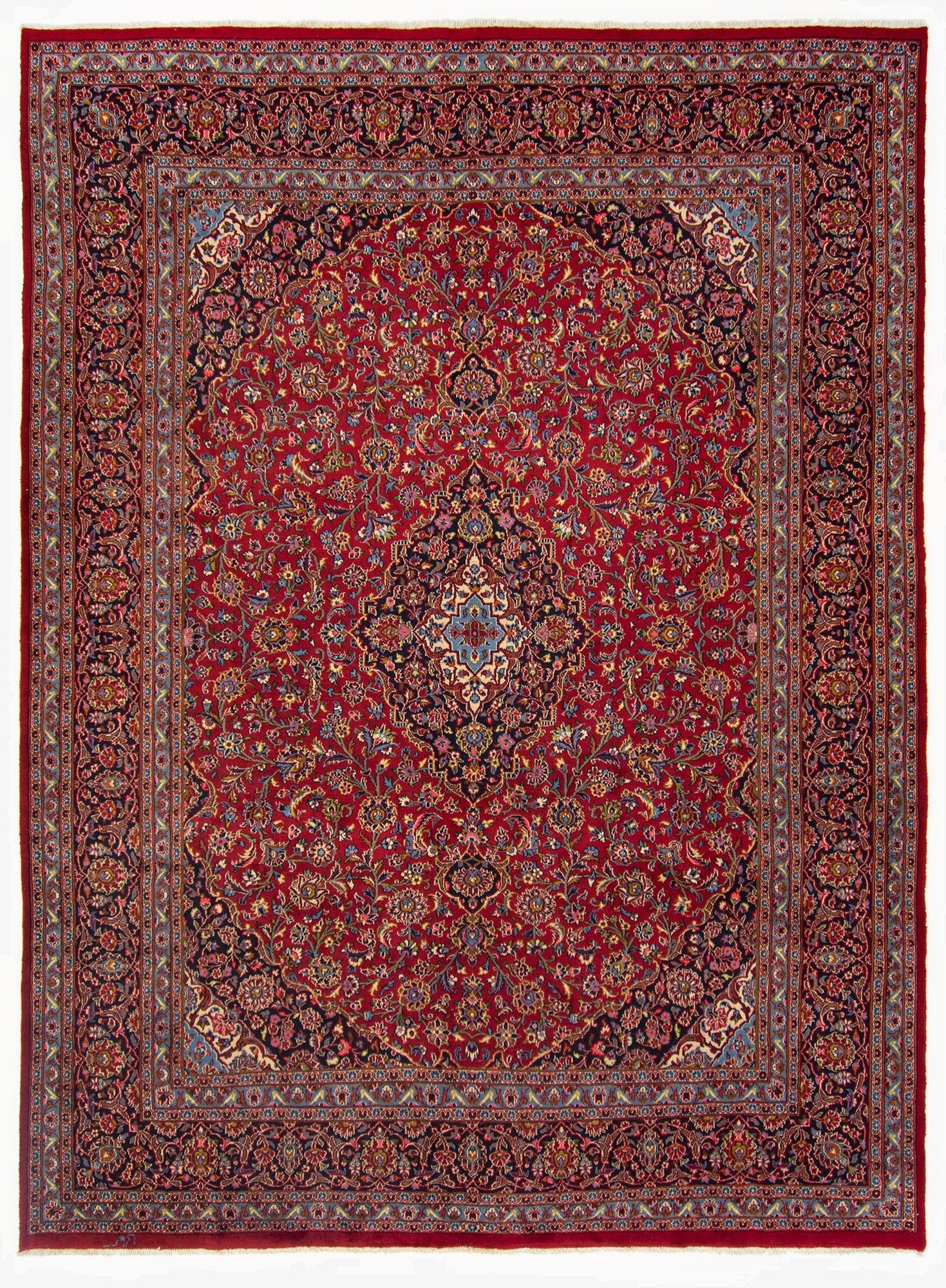 9' 10 x 12' 6  Hand Knotted Kashan Persian Wool Rug