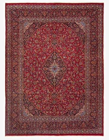 9' 10 x 12' 6 Hand Knotted Kashan Persian Wool Rug