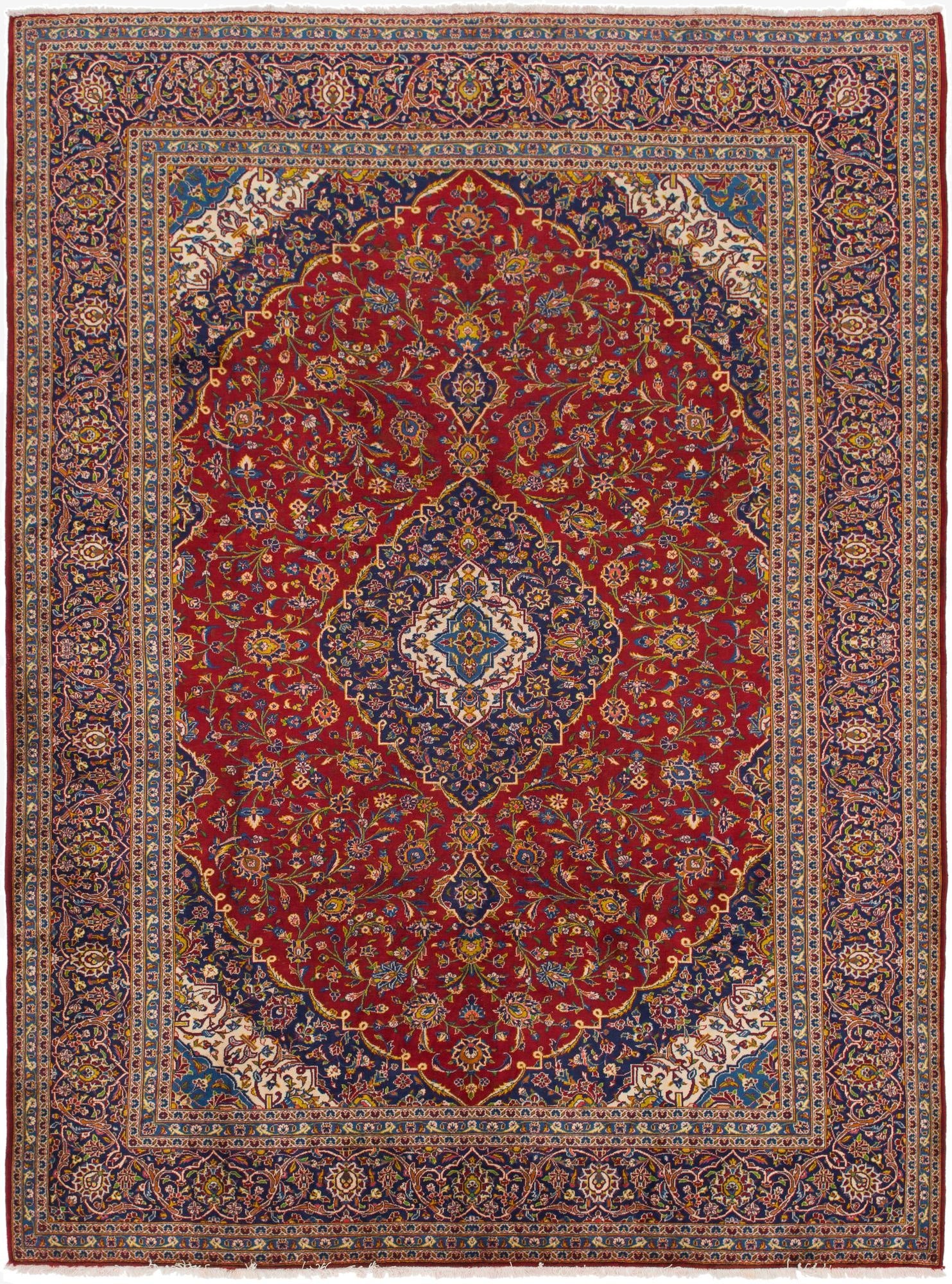 9' 7 x 13'  Hand Knotted Kashan Persian Wool Rug