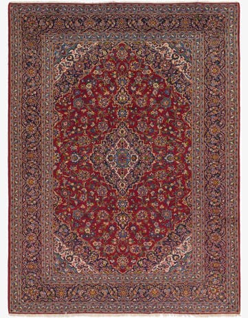 9' 8 x 12' 9 Hand Knotted Kashan Persian Wool Rug