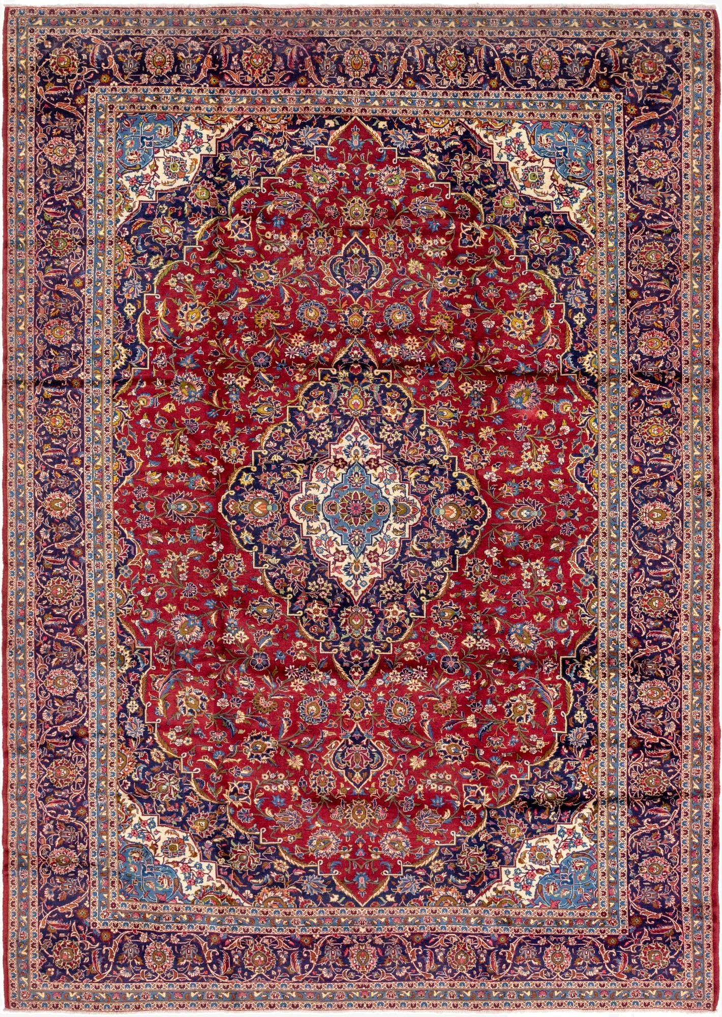 9' 9 x 14'  Hand Knotted Kashan Persian Wool Rug