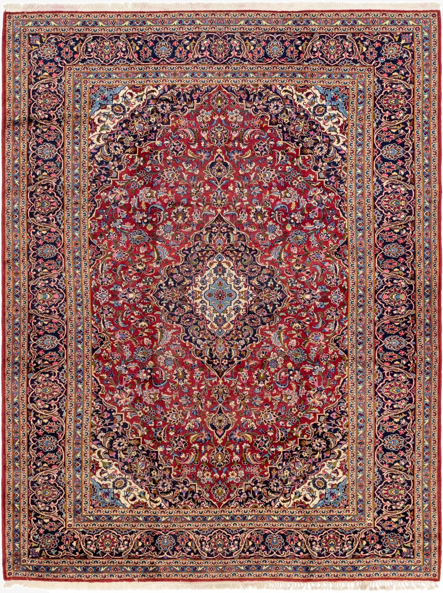 9' 10 x 13'  Hand Knotted Kashan Persian Wool Rug