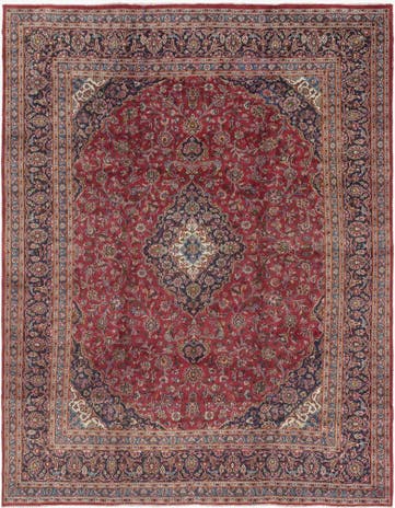 9' 8 x 12' 4 Hand Knotted Kashan Persian Wool Rug