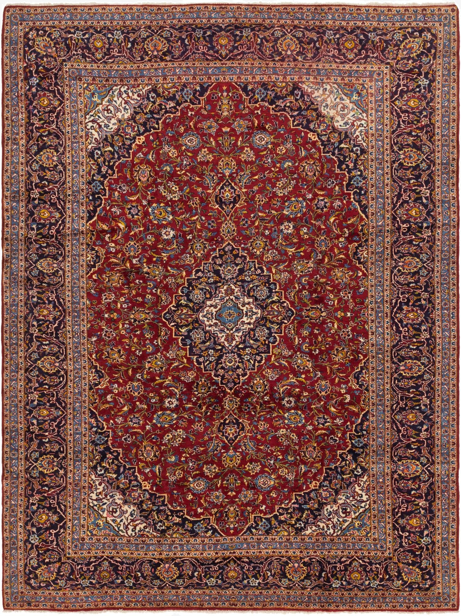 9' 10 x 13'  Hand Knotted Kashan Persian Wool Rug