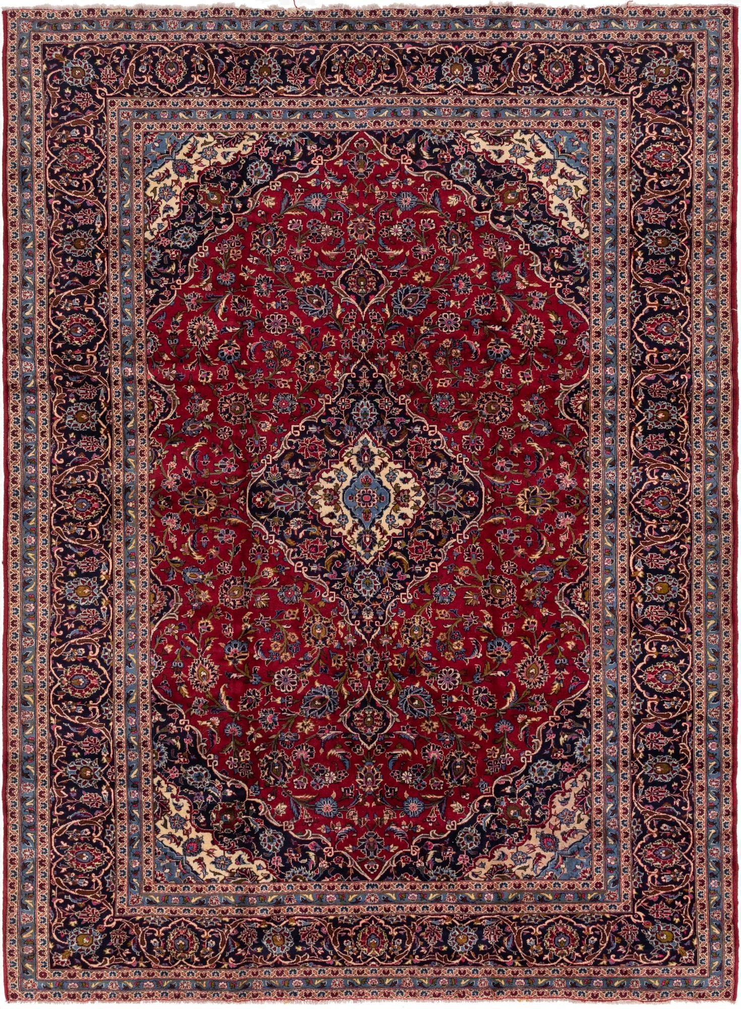 9' 9 x 13' 3  Hand Knotted Kashan Persian Wool Rug