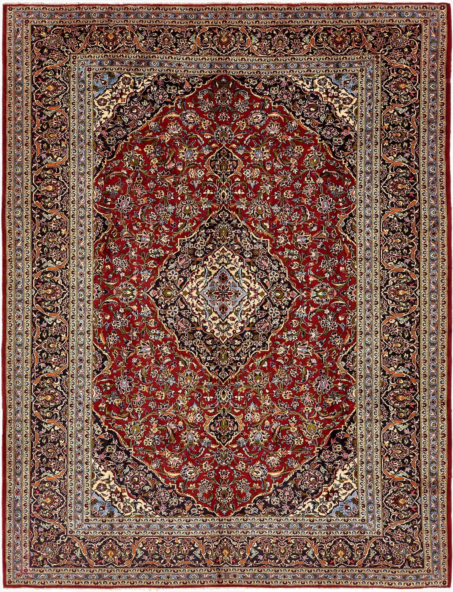 9' 10 x 13'  Hand Knotted Kashan Persian Wool Rug