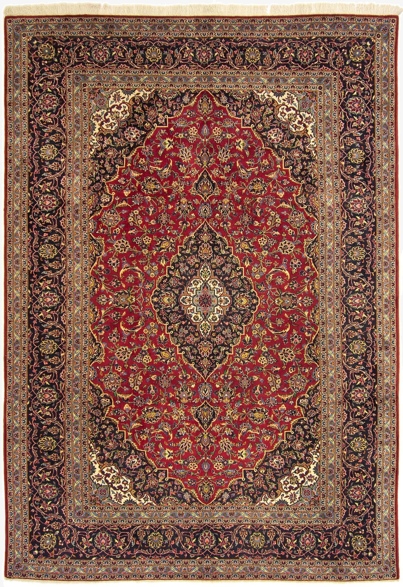8' x 11' 4  Hand Knotted Kashan Persian Rug