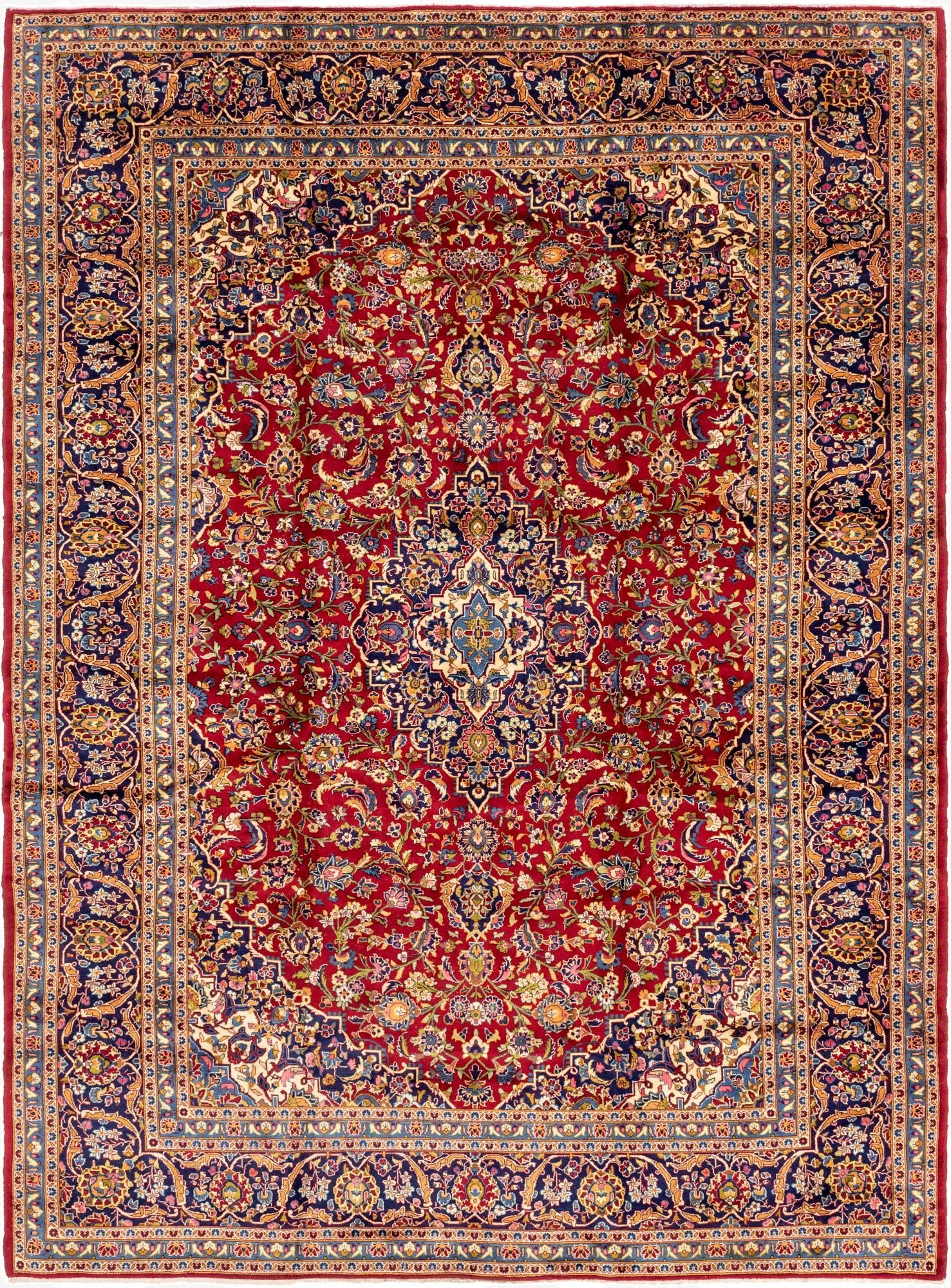 9' 9 x 13' 3  Hand Knotted Kashan Persian Wool Rug