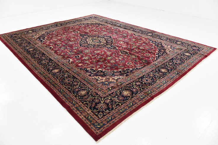 Detail image of 9' 8 x 12' 7 Hand Knotted Kashmar Persian Wool Rug