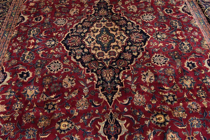 Detail image of 9' 8 x 12' 7 Hand Knotted Kashmar Persian Wool Rug
