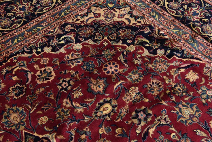 Detail image of 9' 8 x 12' 7 Hand Knotted Kashmar Persian Wool Rug