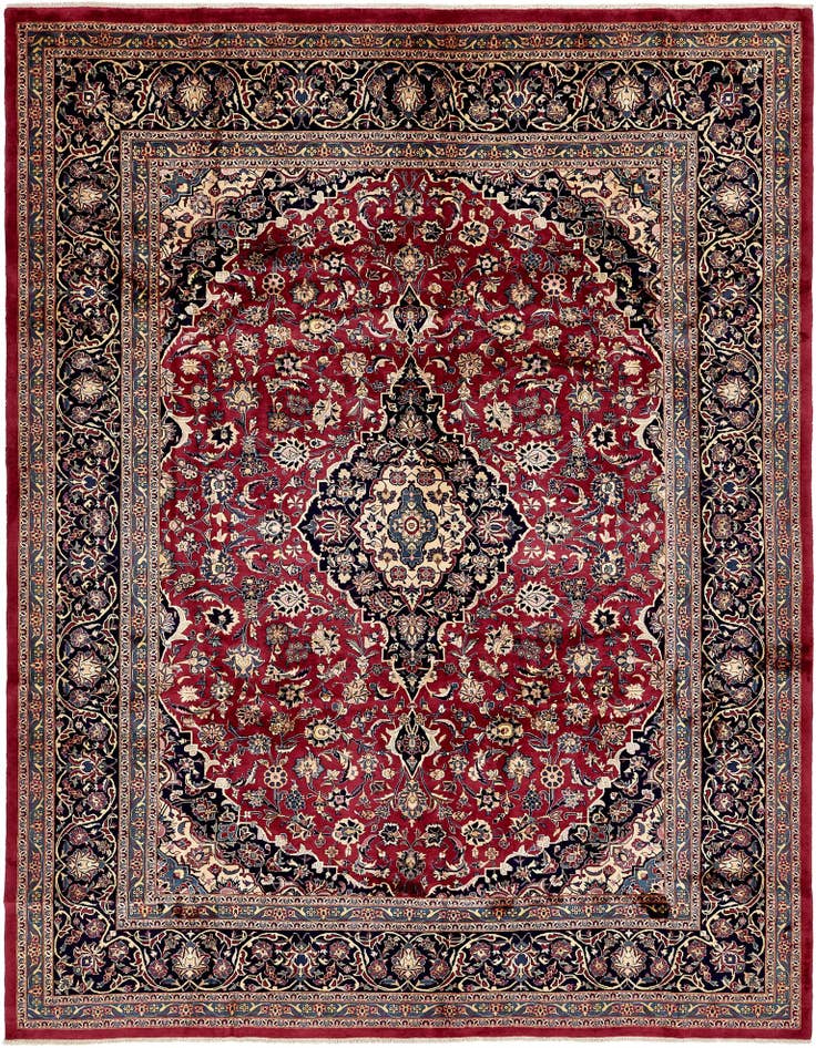 Detail image of 9' 8 x 12' 7 Hand Knotted Kashmar Persian Wool Rug