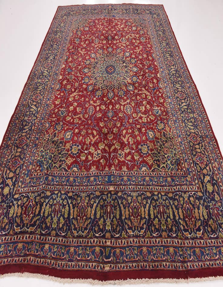 Detail image of 9' 7 x 13' Hand Knotted Kashmar Persian Wool Rug