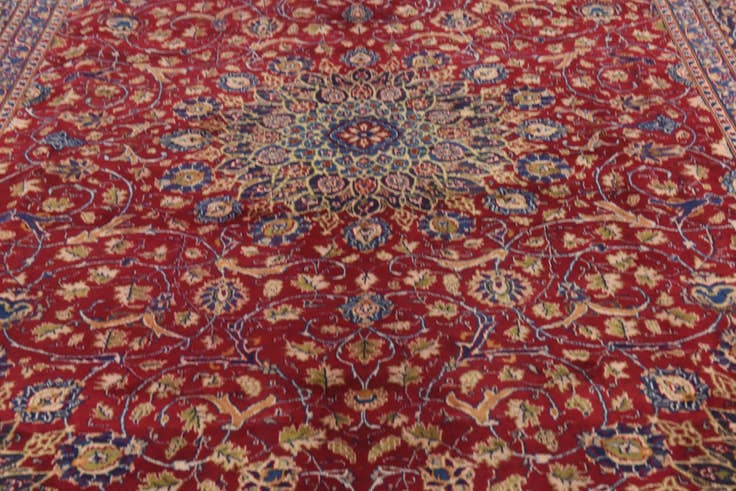 Detail image of 9' 7 x 13' Hand Knotted Kashmar Persian Wool Rug