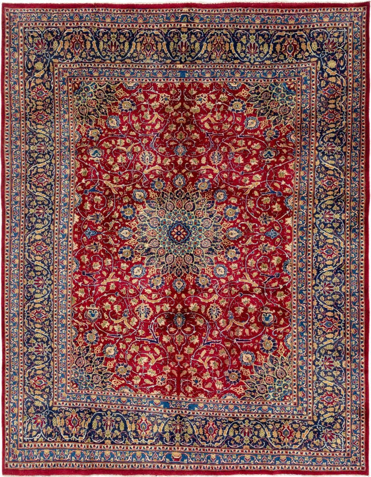 Detail image of 9' 7 x 13' Hand Knotted Kashmar Persian Wool Rug