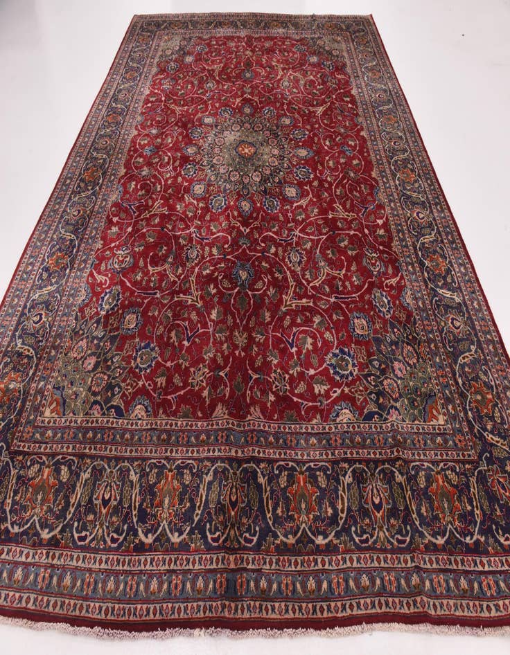 Detail image of 9' 7 x 12' 6 Hand Knotted Kashmar Persian Wool Rug