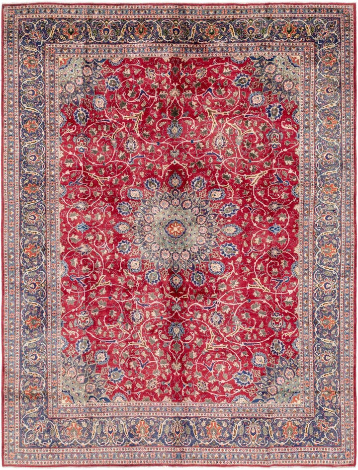 Detail image of 9' 7 x 12' 6 Hand Knotted Kashmar Persian Wool Rug