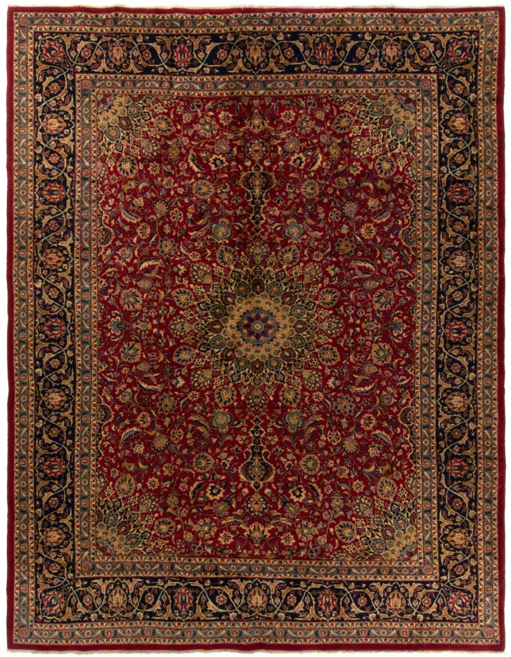 Detail image of 9' 7 x 13' Hand Knotted Kashmar Persian Rug