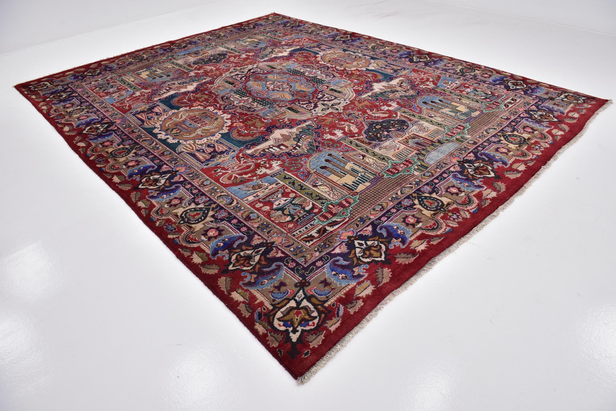 10' x 12' 5 Hand Knotted Kashmar Persian Wool Rug