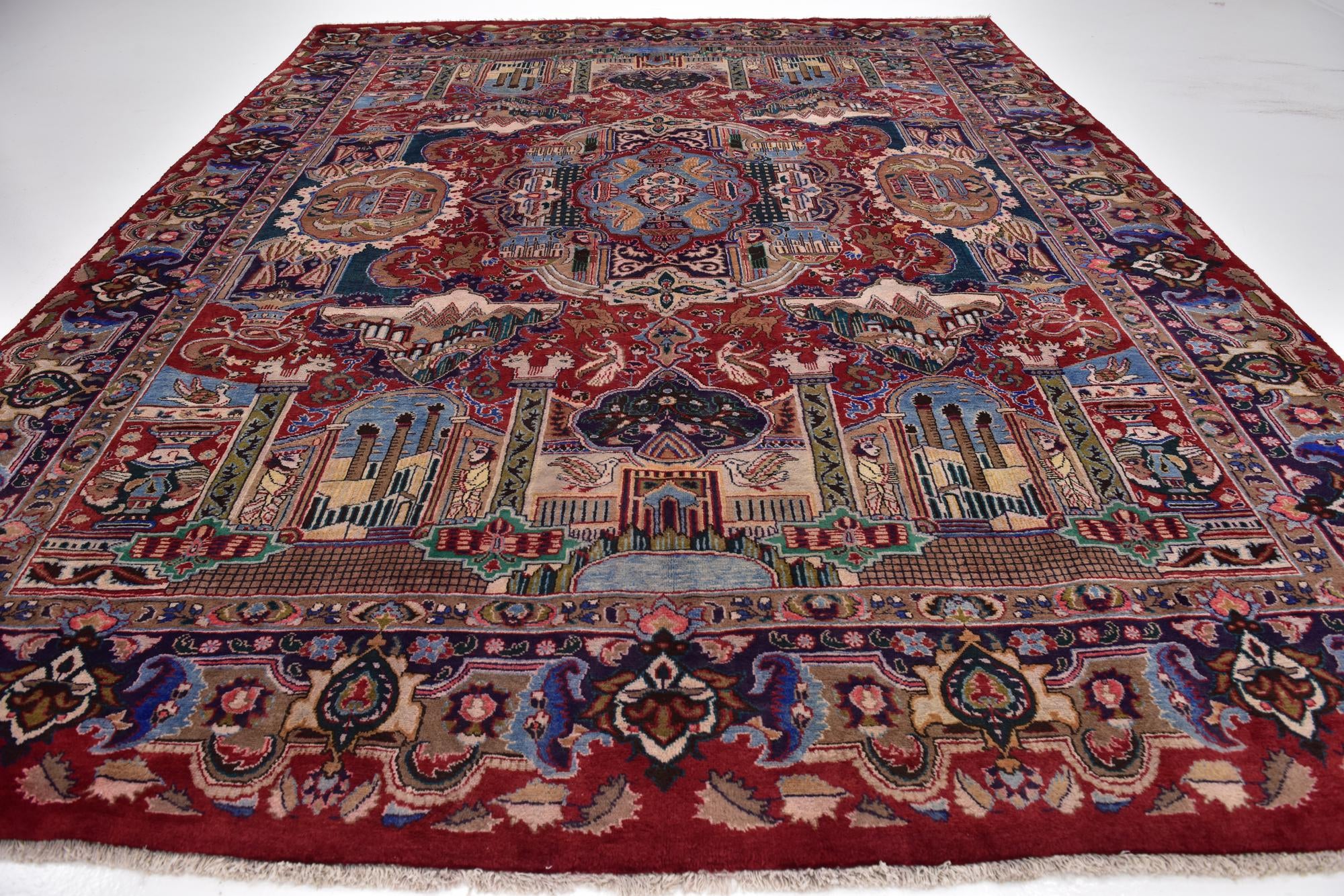 10' x 12' 5 Hand Knotted Kashmar Persian Wool Rug