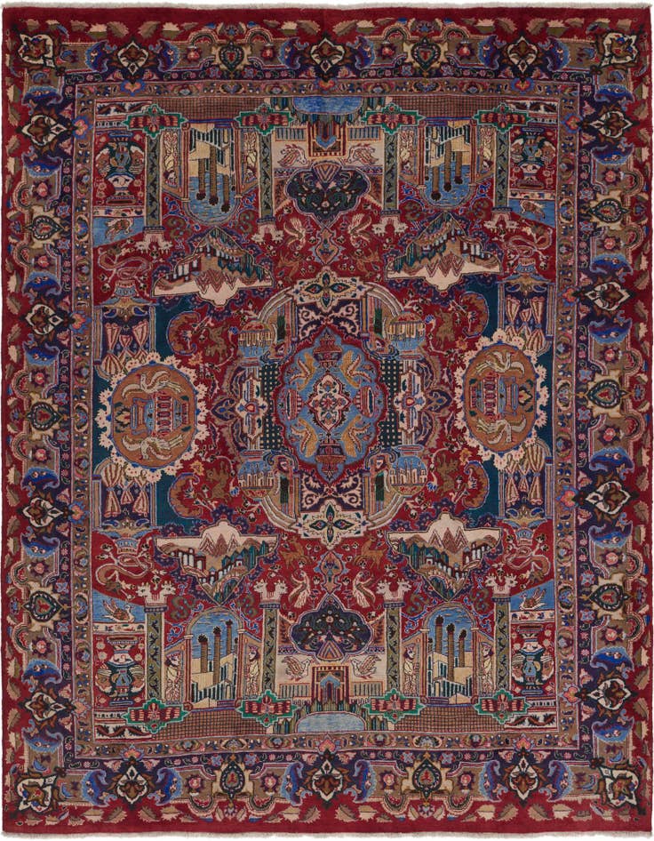 Detail image of 10' x 12' 5 Hand Knotted Kashmar Persian Wool Rug