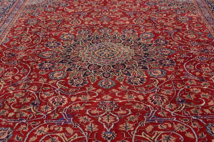 Detail image of 9' 10 x 12' 9 Hand Knotted Kashmar Persian Wool Rug