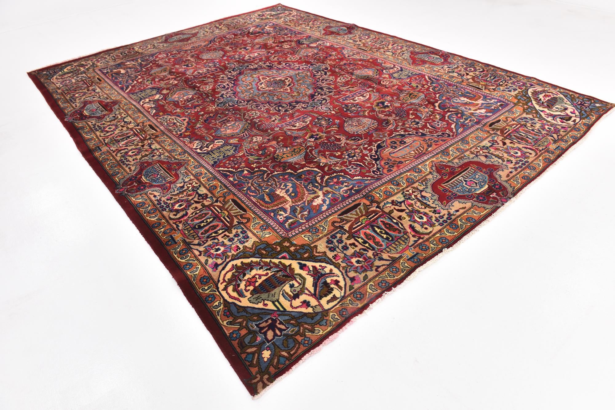 9' 8 x 12' 7 Hand Knotted Kashmar Persian Wool Rug