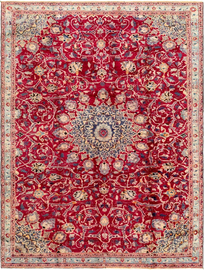 Detail image of 6' 10 x 9' 6 Hand Knotted Kashmar Persian Wool Rug