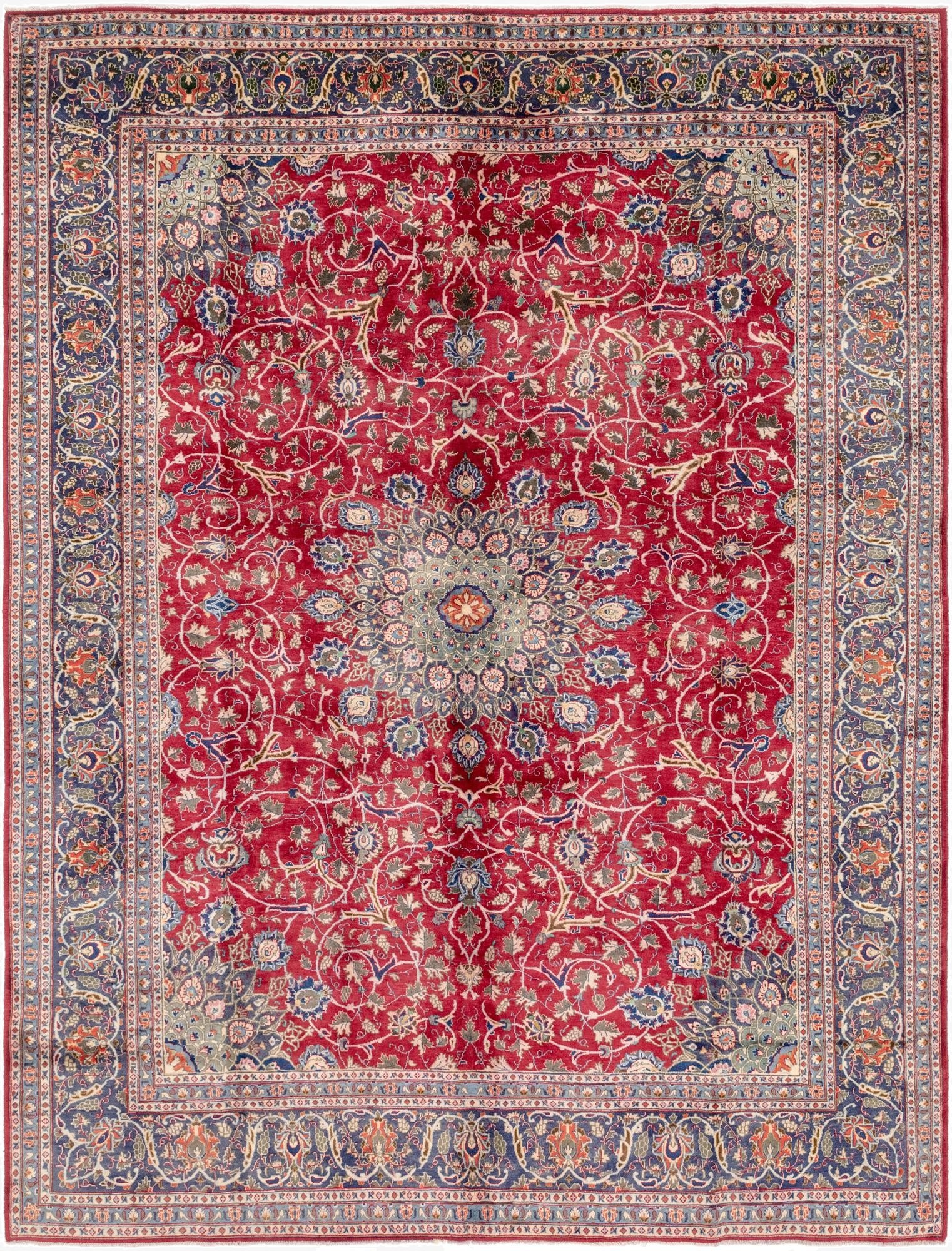 9' 7 x 12' 6  Hand Knotted Kashmar Persian Wool Rug