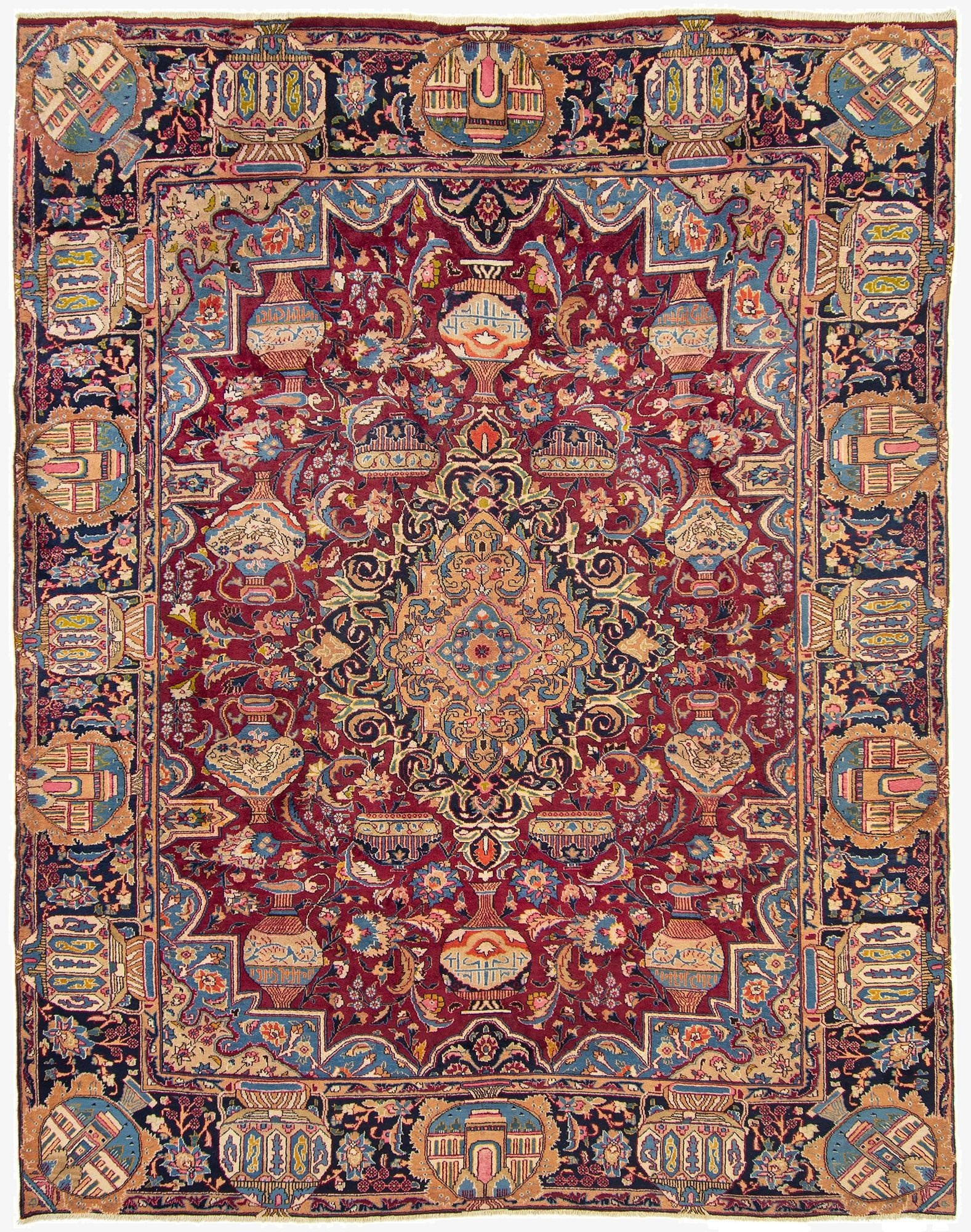 9' 9 x 12' 6  Hand Knotted Kashmar Persian Wool Rug