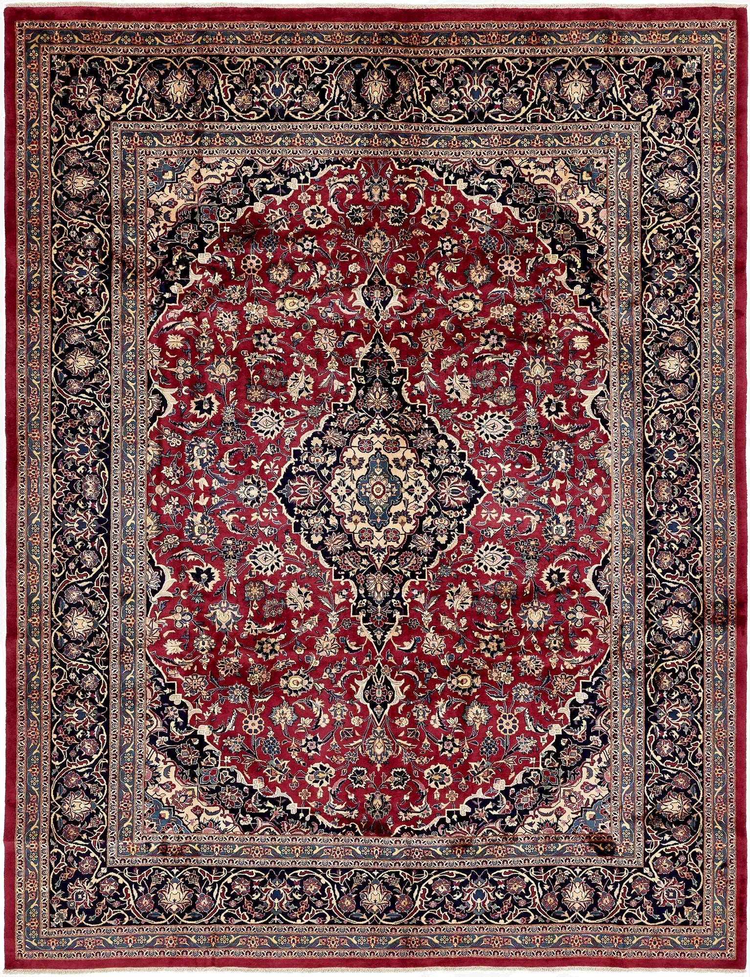 9' 8 x 12' 7  Hand Knotted Kashmar Persian Wool Rug