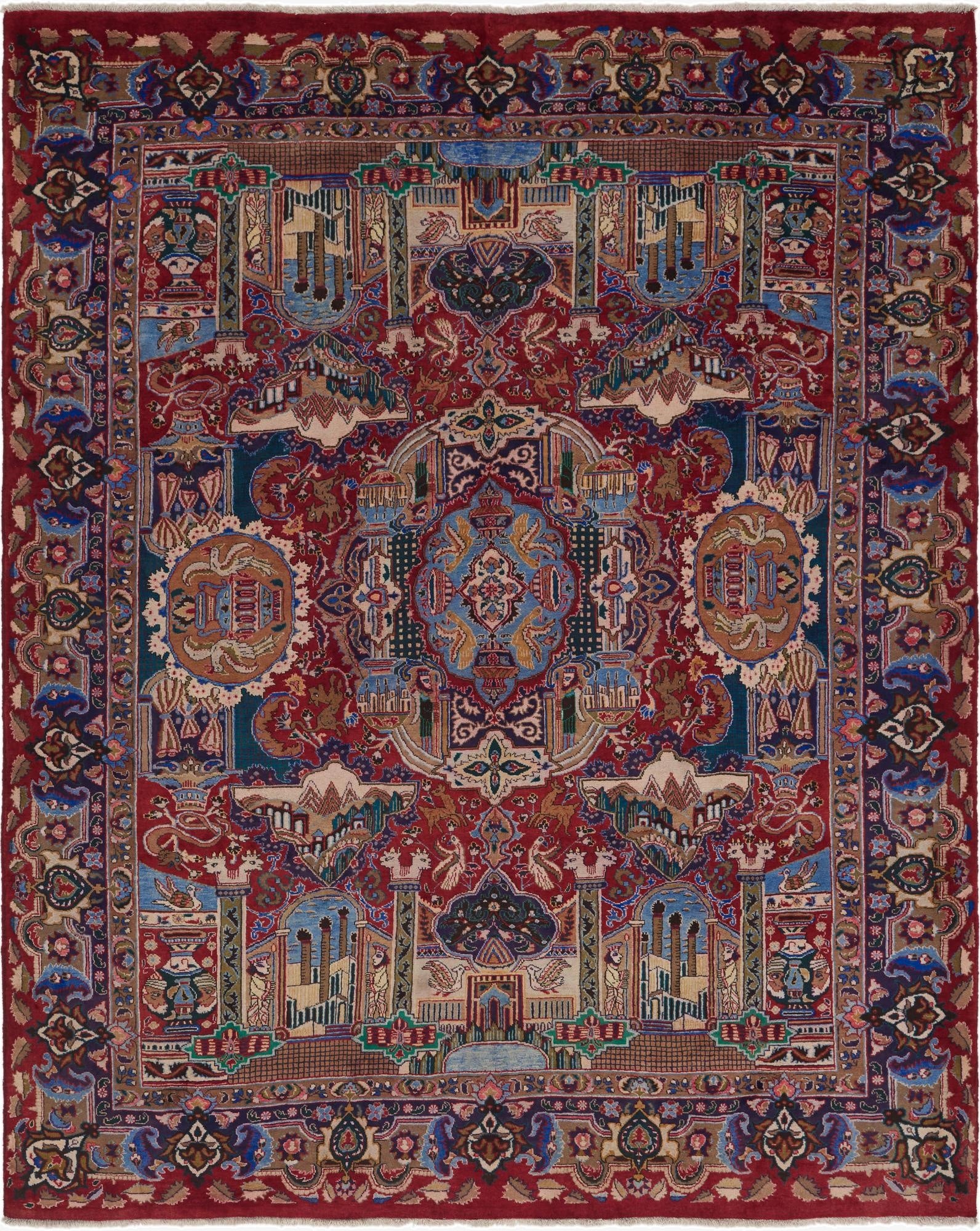 10' x 12' 5  Hand Knotted Kashmar Persian Wool Rug