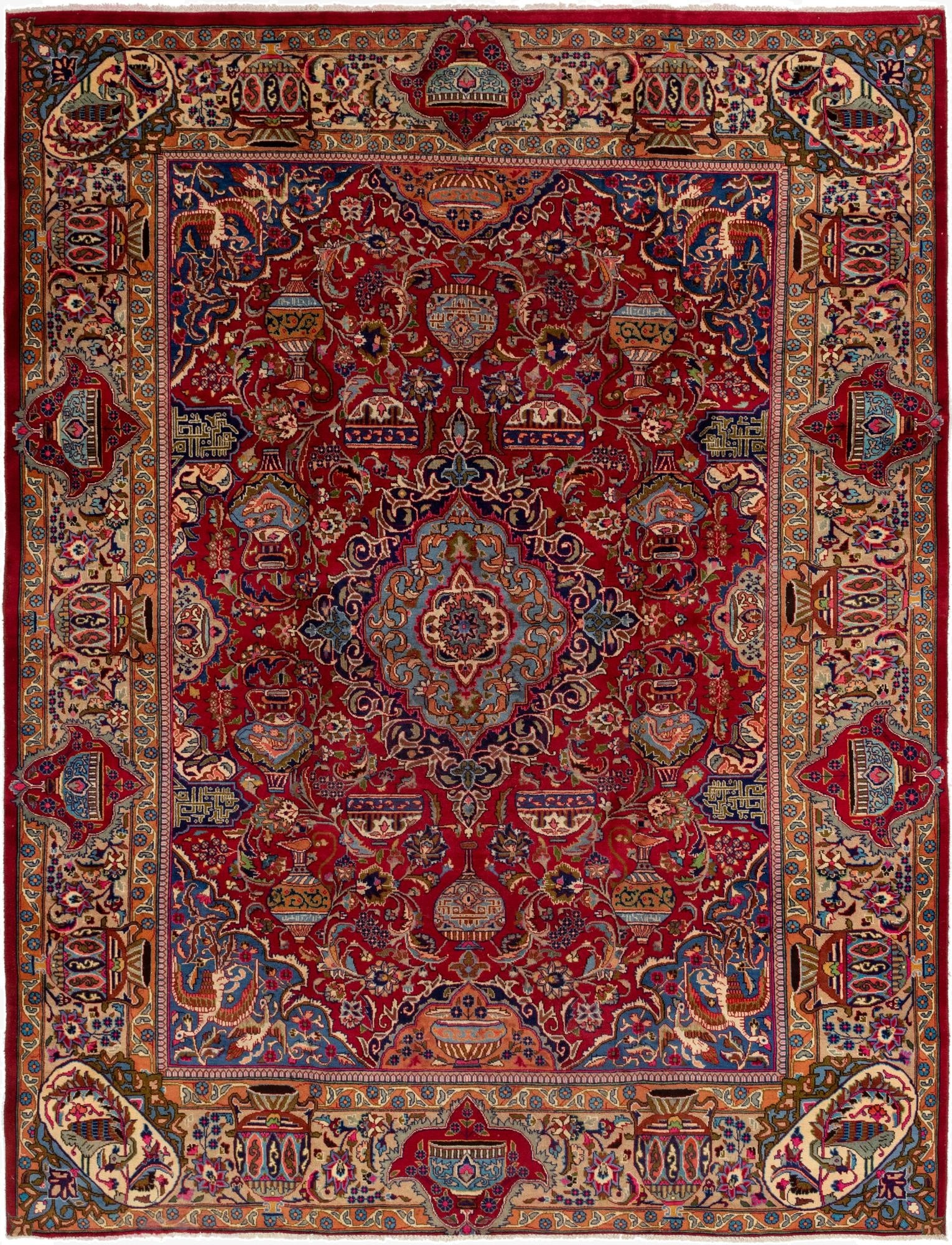 9' 8 x 12' 7  Hand Knotted Kashmar Persian Wool Rug