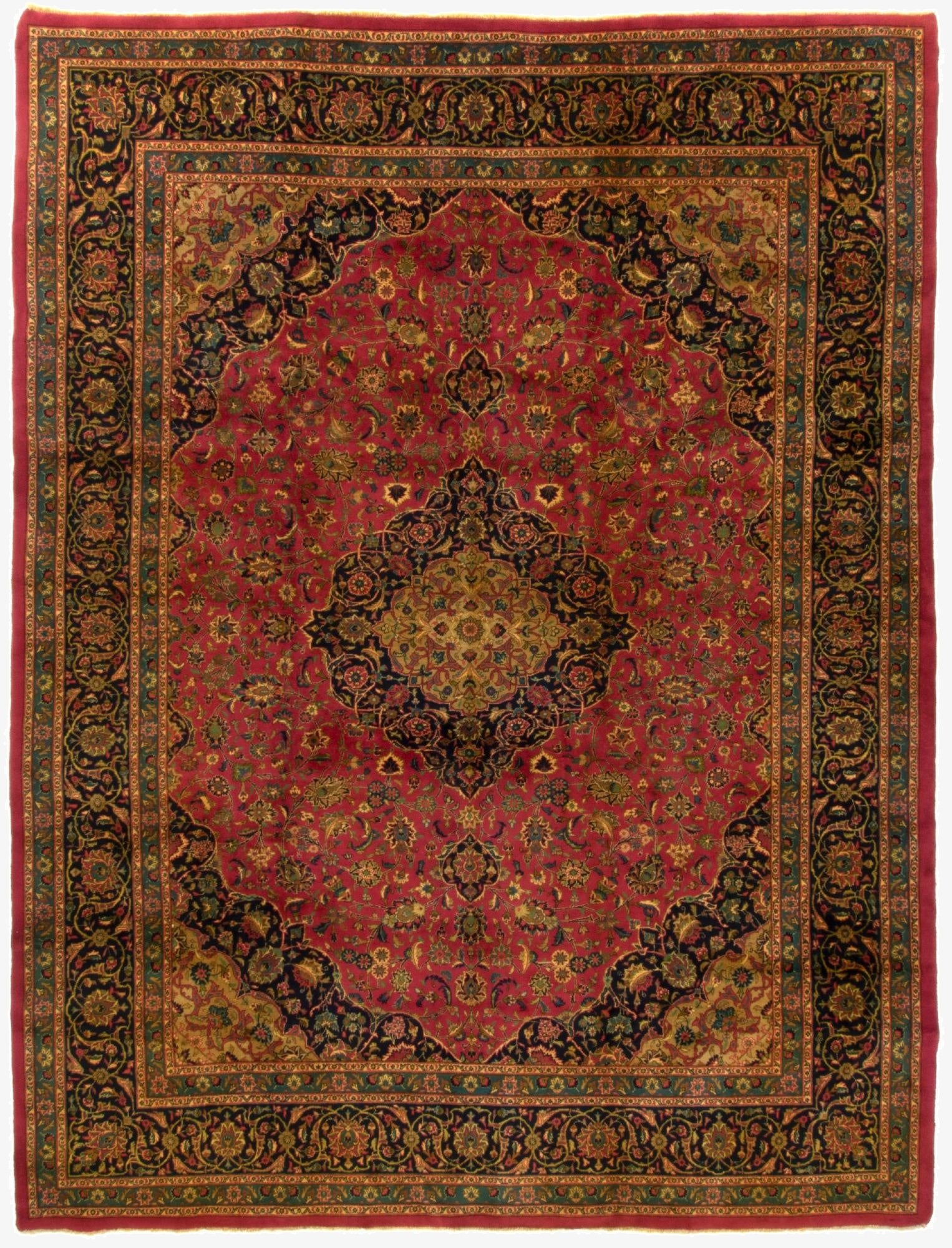 9' 11 x 12' 11  Hand Knotted Kashmar Persian Wool Rug
