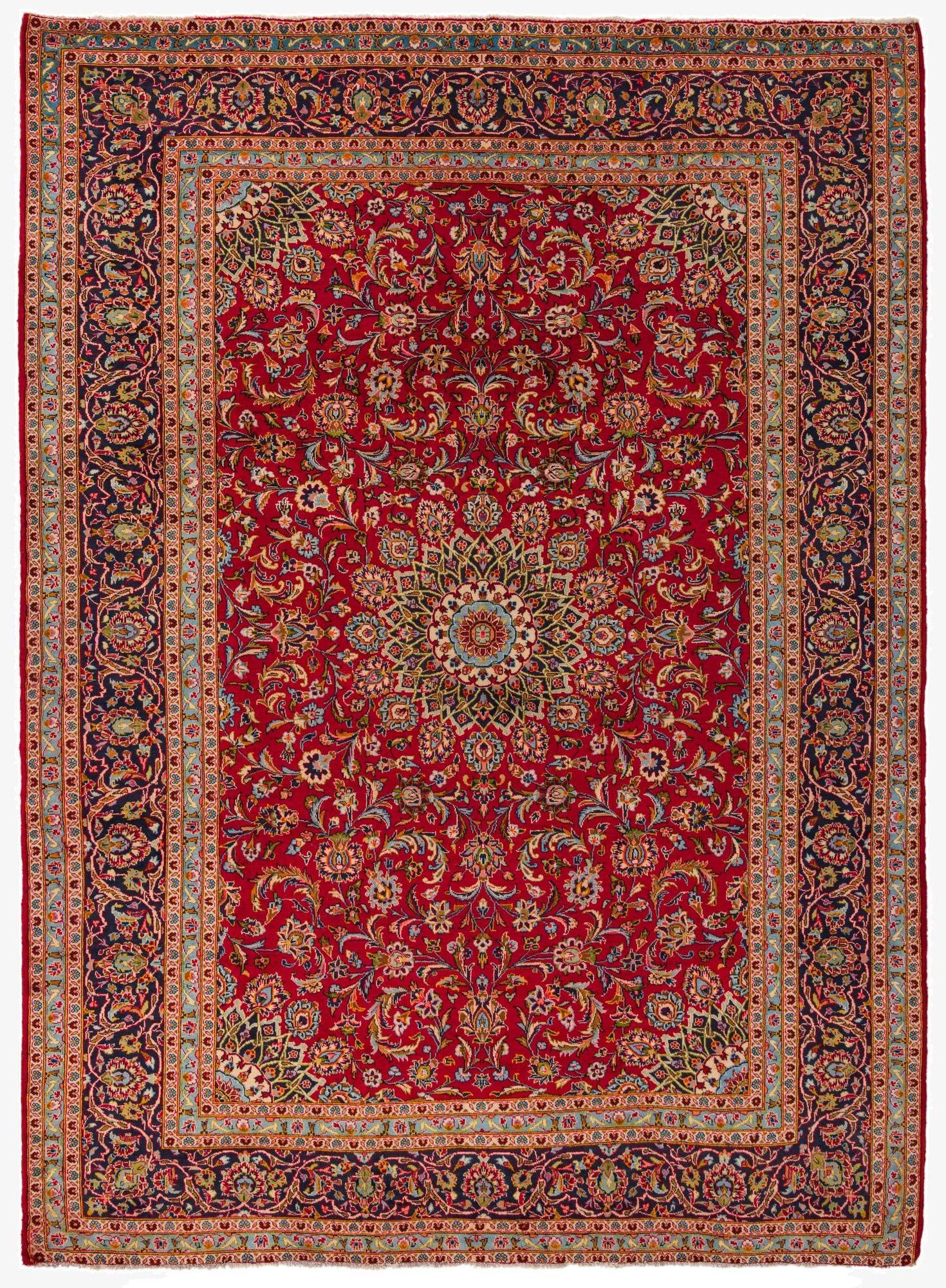 9' 8 x 13' 3  Hand Knotted Kashmar Persian Wool Rug