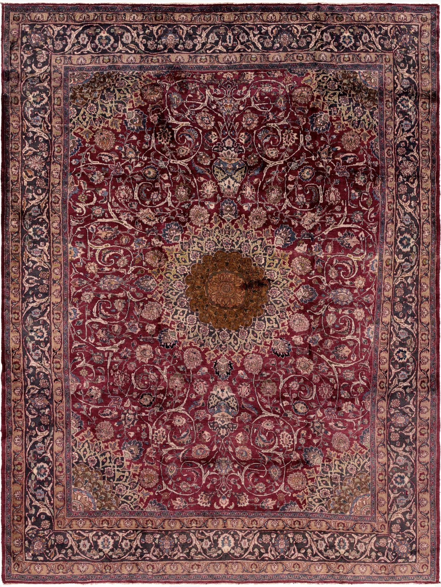 9' 9 x 12' 10  Hand Knotted Kashmar Persian Wool Rug
