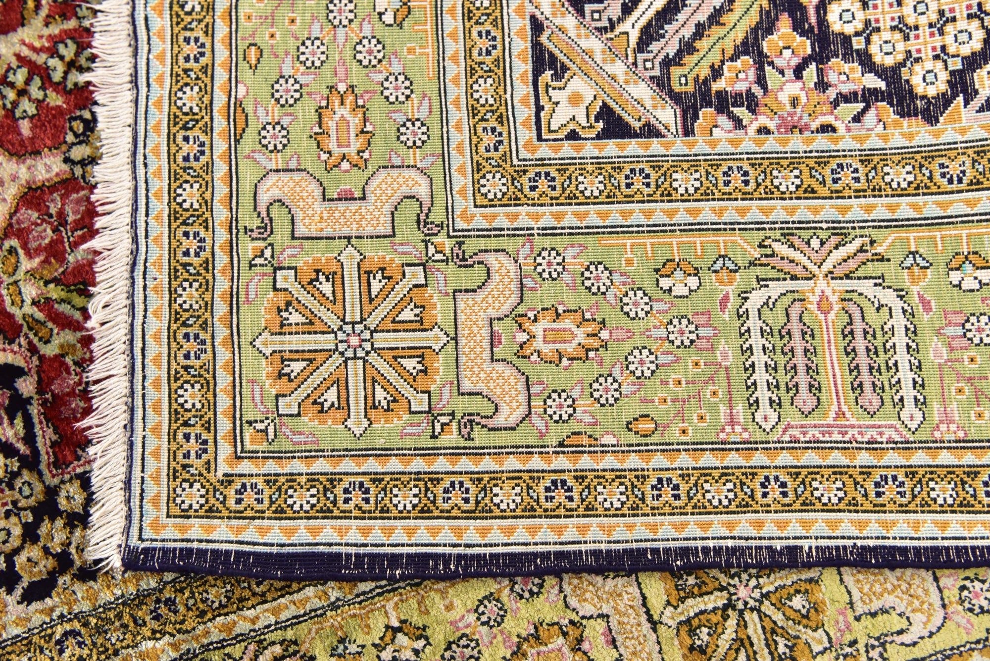 3' 7 x 5' 3 Hand Knotted Kashmir Oriental Wool Rug