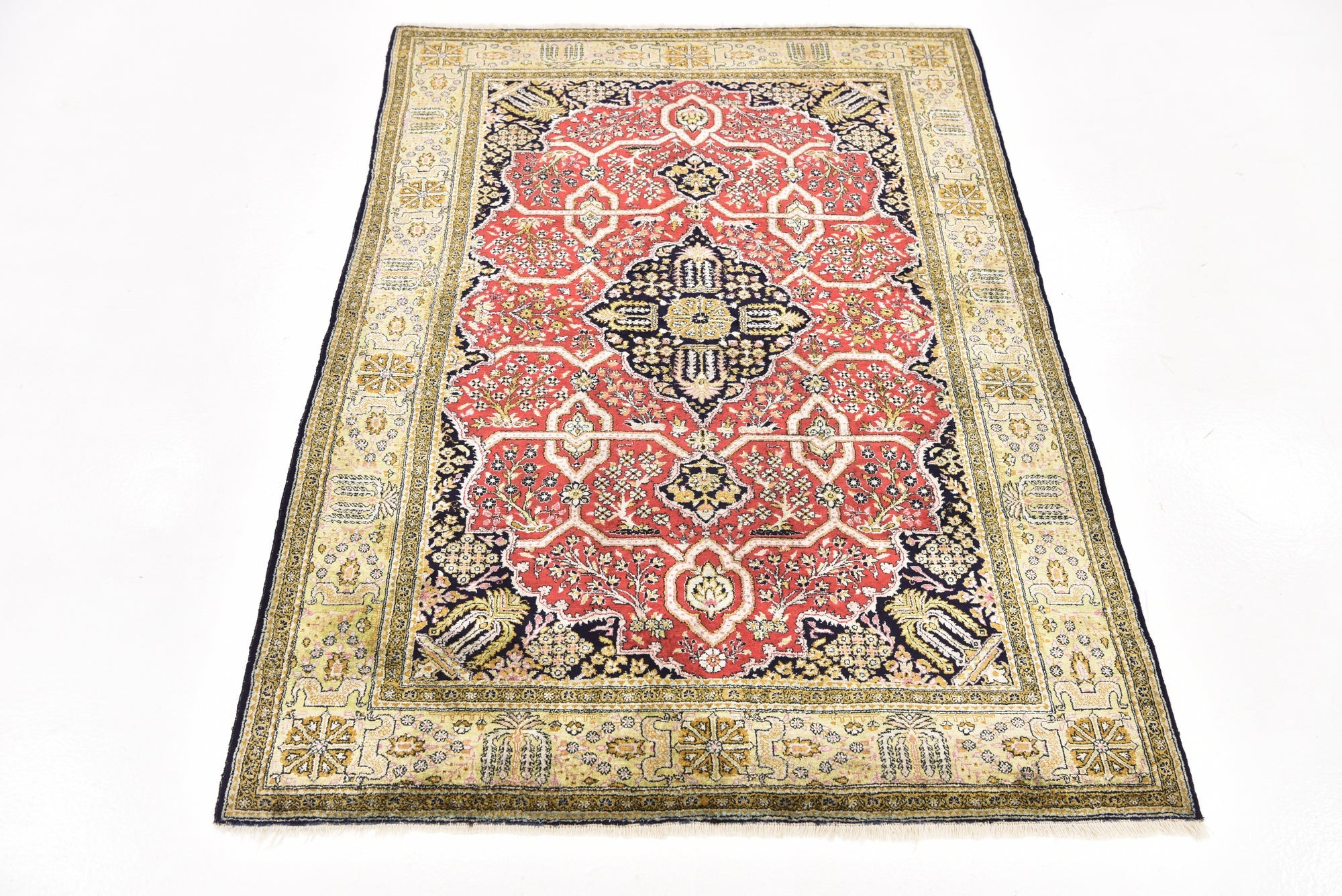 3' 7 x 5' 3 Hand Knotted Kashmir Oriental Wool Rug