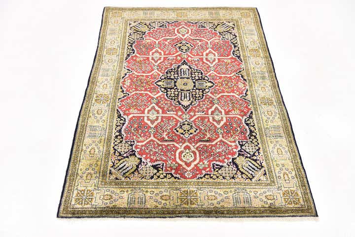3' 7 x 5' 3 Hand Knotted Kashmir Oriental Wool Rug
