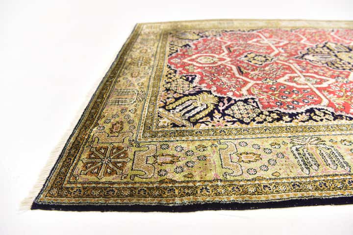 3' 7 x 5' 3 Hand Knotted Kashmir Oriental Wool Rug