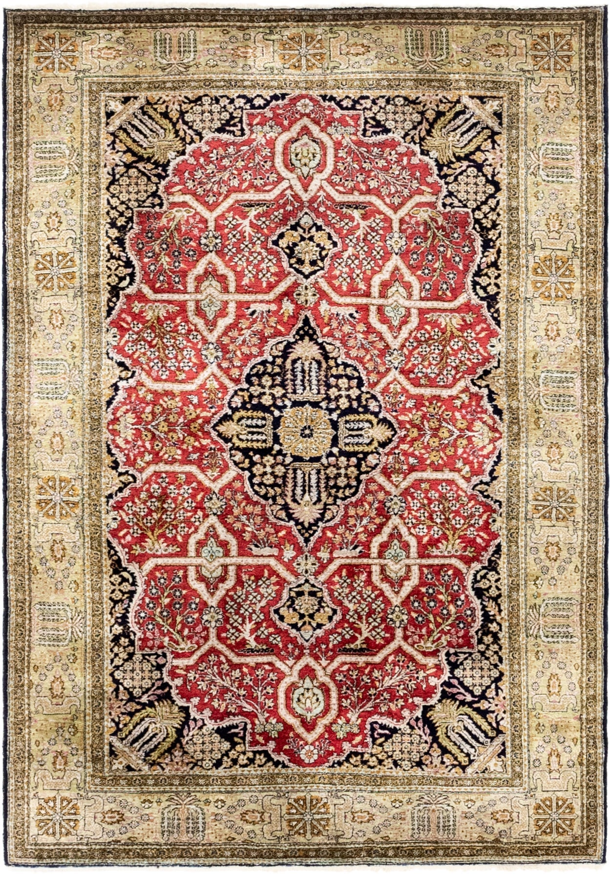 3' 7 x 5' 3 Hand Knotted Kashmir Oriental Wool Rug