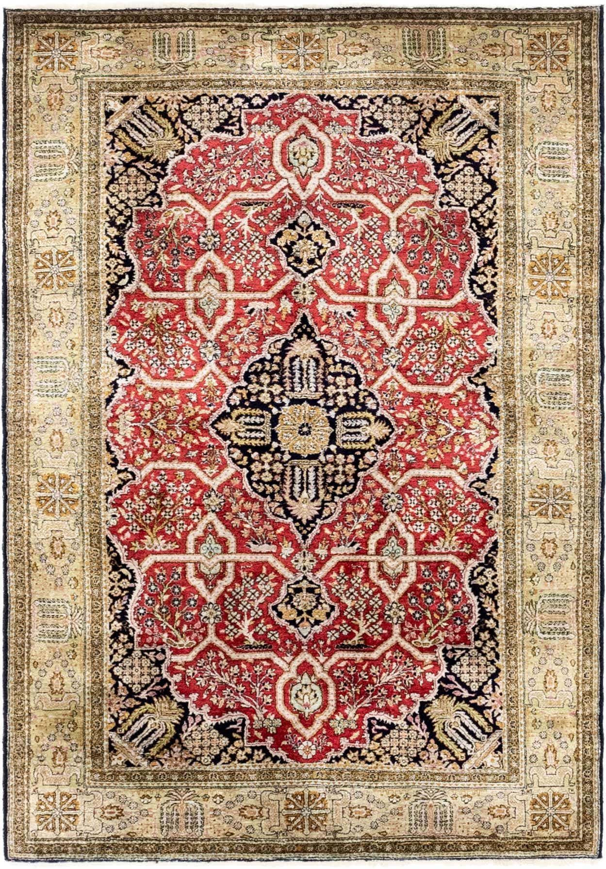 3' 7 x 5' 3 Hand Knotted Kashmir Oriental Wool Rug