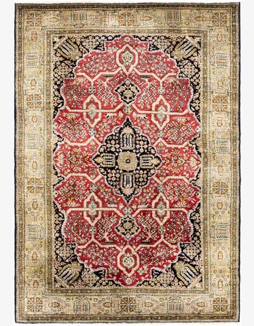 3' 7 x 5' 3 Hand Knotted Kashmir Oriental Wool Rug