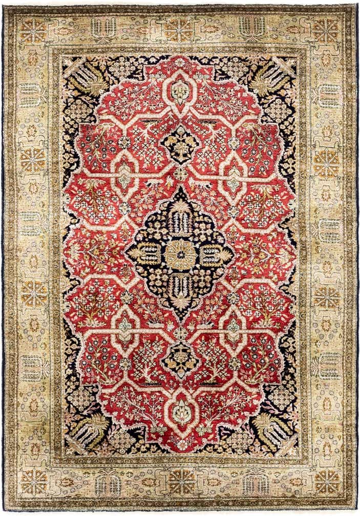 3' 7 x 5' 3 Hand Knotted Kashmir Oriental Wool Rug