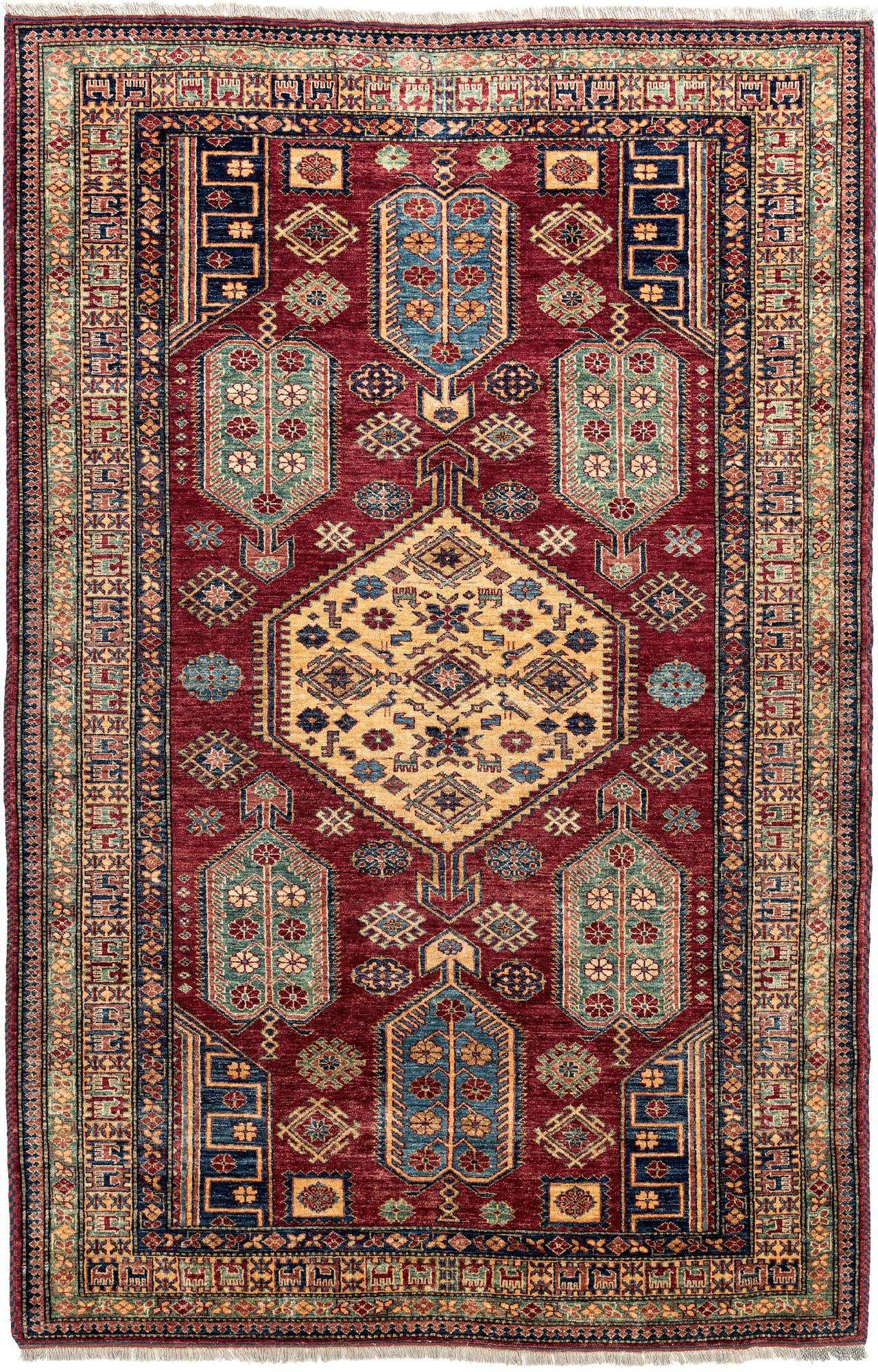 6' 1 x 9' 1 Hand Knotted Kazak Wool Rug