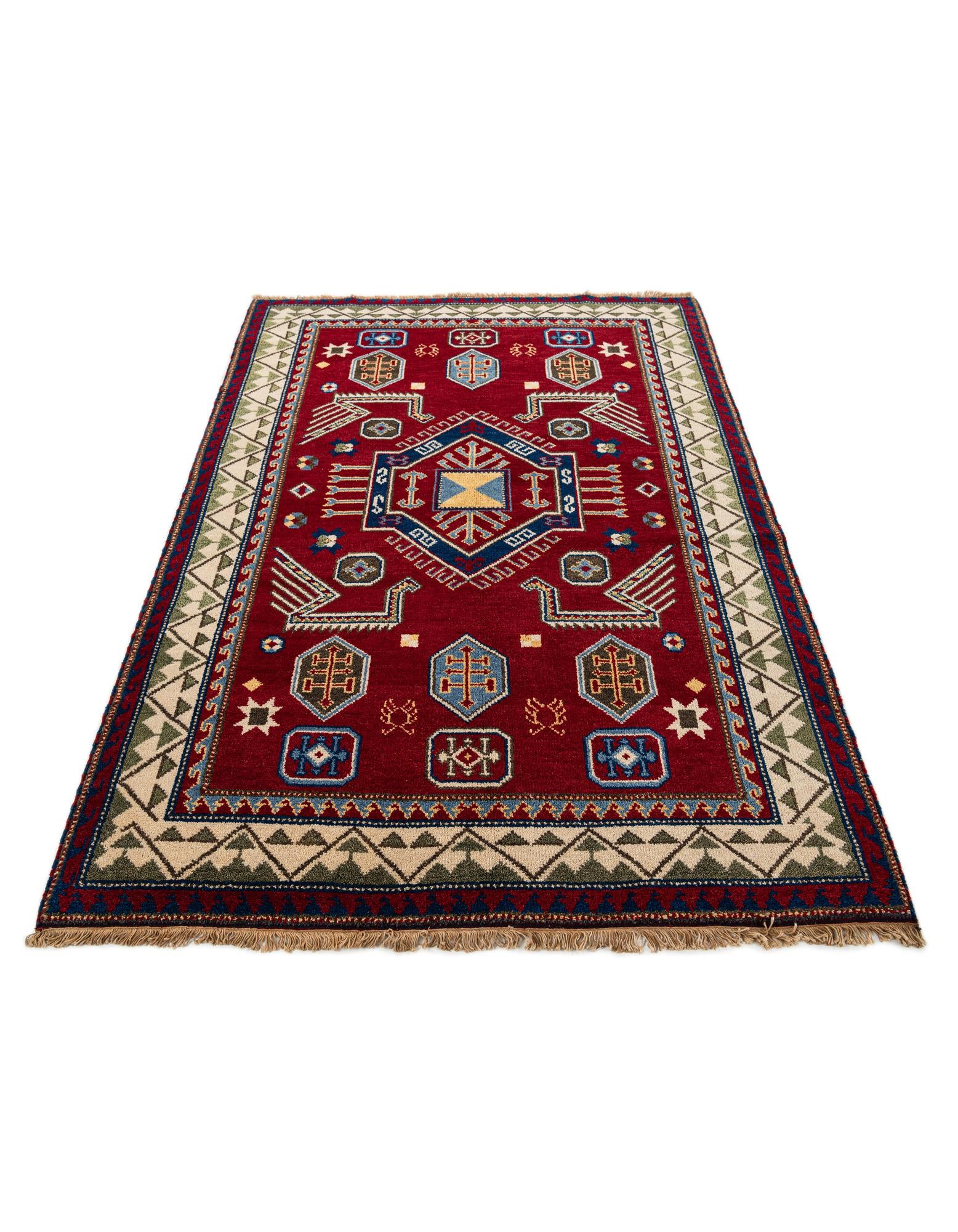 4' 8 x 6' 7 Hand Knotted Kazak Wool Rug