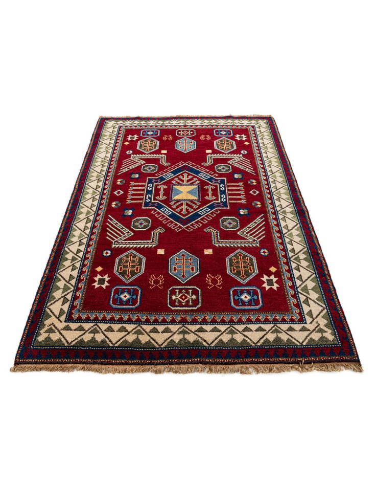 Detailansicht von 140cm x 200cm Handgeknüpft Kazak Wolle Teppich