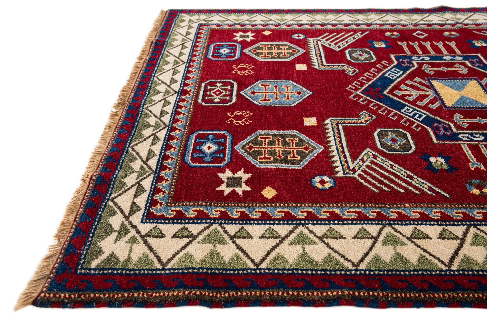 4' 8 x 6' 7 Hand Knotted Kazak Wool Rug