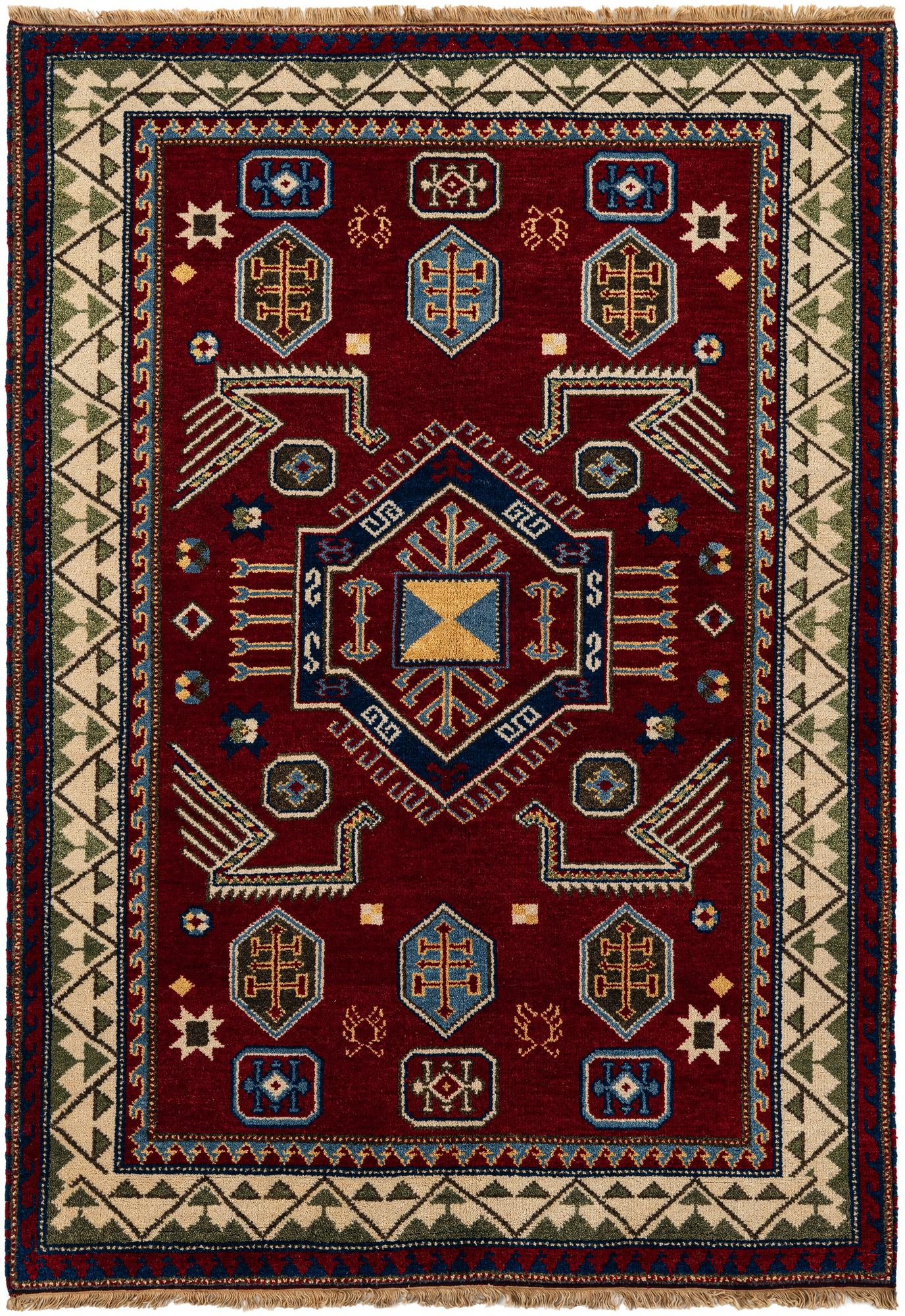 4' 8 x 6' 7 Hand Knotted Kazak Wool Rug