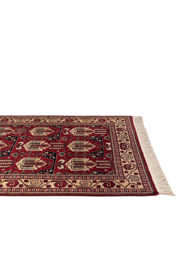 Detail image of 4' 1 x 7' 1 Hand Knotted Kazak Oriental Wool Rug